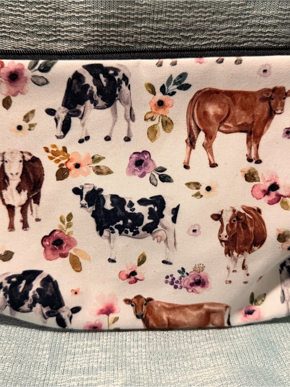 🐄 Floral Cow Zipper Pouch — $5